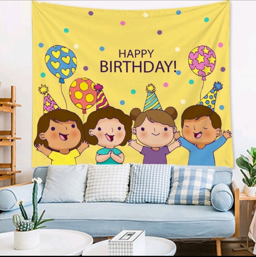 Phông nền background Happy Birthday trang trí sinh nhật phong cách Hàn Quốc