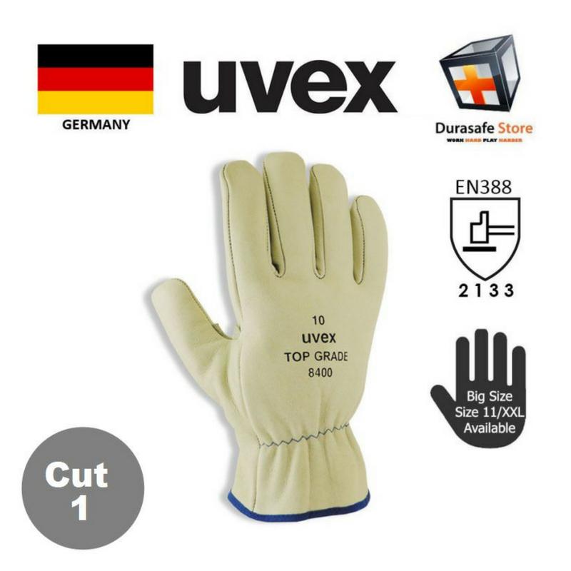 GĂNG TAY DA BÒ cho thợ Hàn UVEX 60291 CHỐNG ĐÂM XUYÊN, CHỐNG MÀI MÒN MÀU BEIGE SIZE 8/M (UVEX 60291 TOP Grade 8400 Full Grain Leather Glove Beige 27cm Safety Gloves)