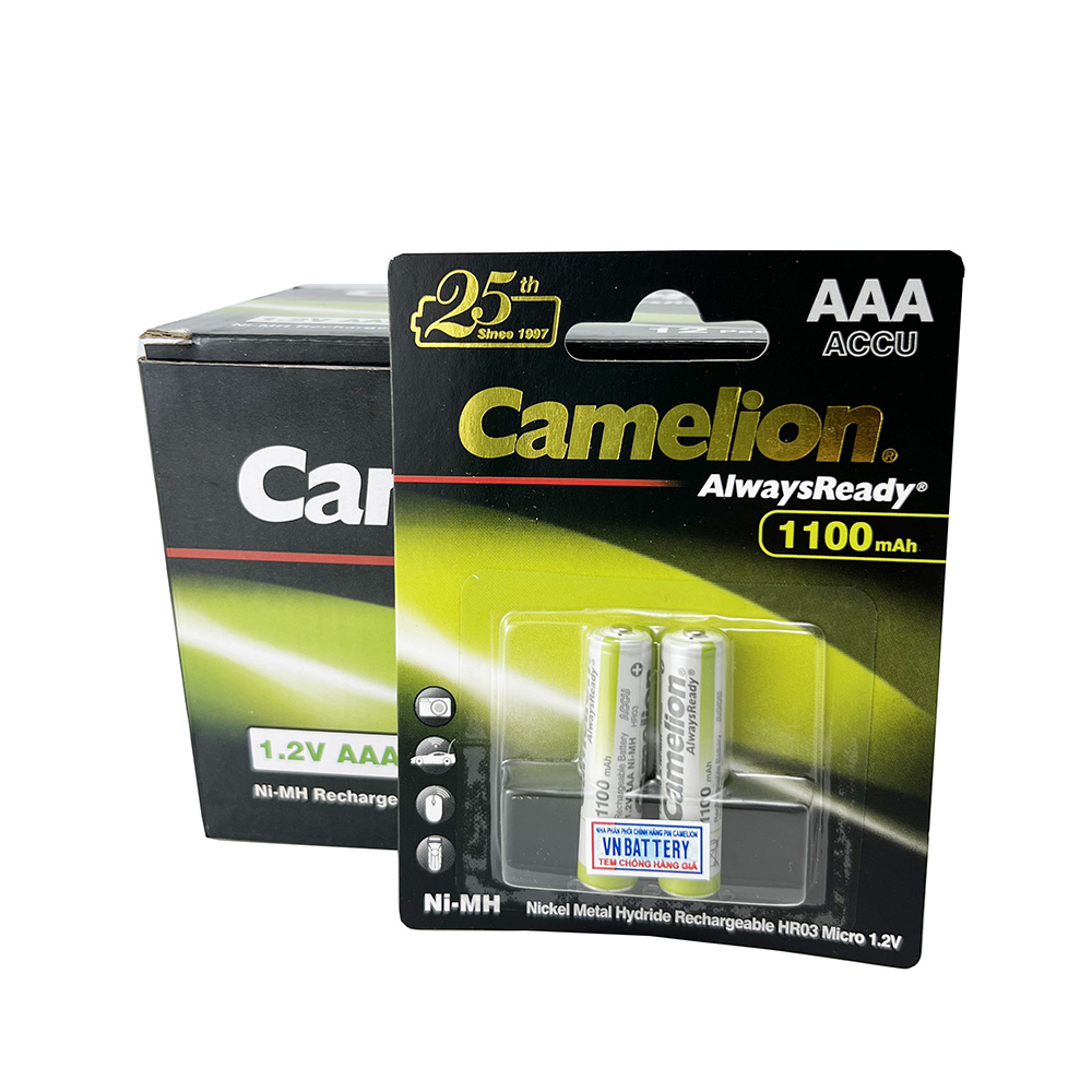 Bộ 2 pin sạc aa,aaa camelion 2700mah, 2500mah, 1100mah. sạc nhanh camelion