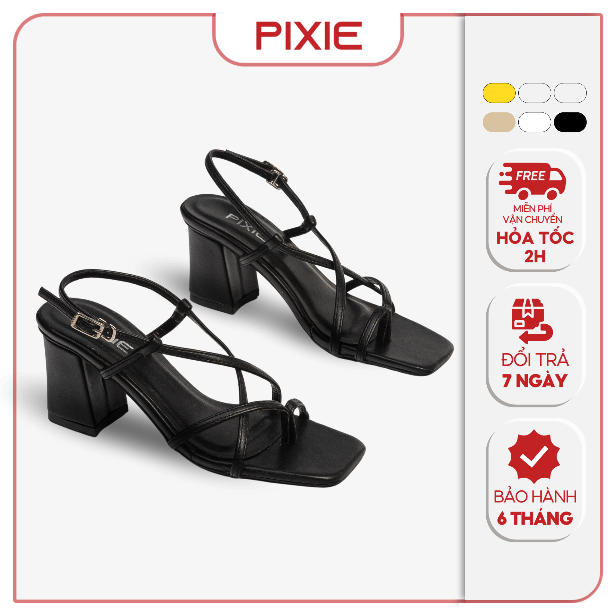 Giày Sandal Cao Gót 6cm Xỏ Ngón Pixie E147