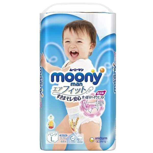 Bỉm Moony BLUE Cộng Miếng Nội Địa Nhật Đủ Size quần L44 (9-14 kg)
