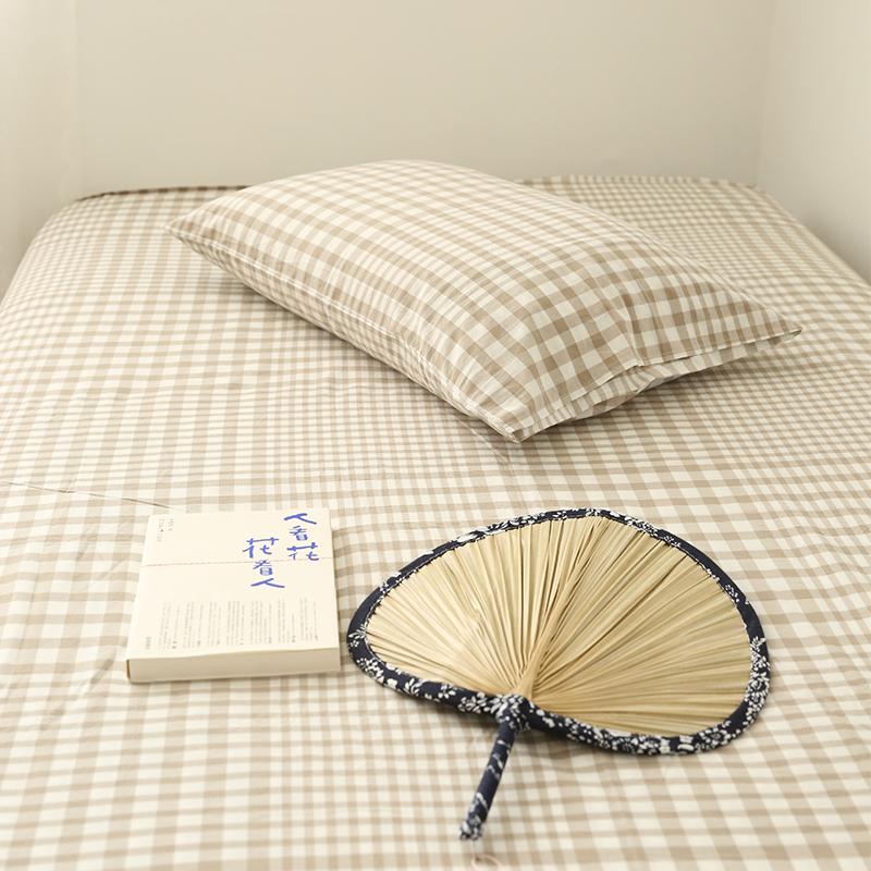 Sợi Bông Giặt Nước Huỳnh Quang Giản Lược 100% Cotton Phong Cách Nhật Bản Nhiều Kiểu Phối Đồ Kẻ Sọc Ga Trải Giường Màu Hồng Đen Đơn Chiếc Ga Bọc Đệm
