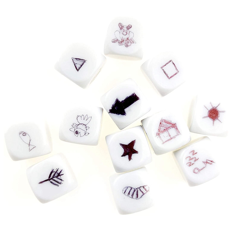 50 Pack 16MM Blank White Dice Set Acrylic Rounded D6 Dice Cubes for Game,Party,Fun,DIY Sticker and Math Teaching