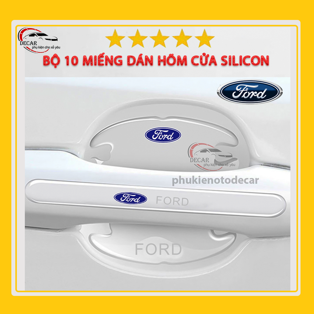 [Ford] set 10 PCs luxury Ford silicone car door handle cover trim stickers car-styling Oto door handle covers Ford logo