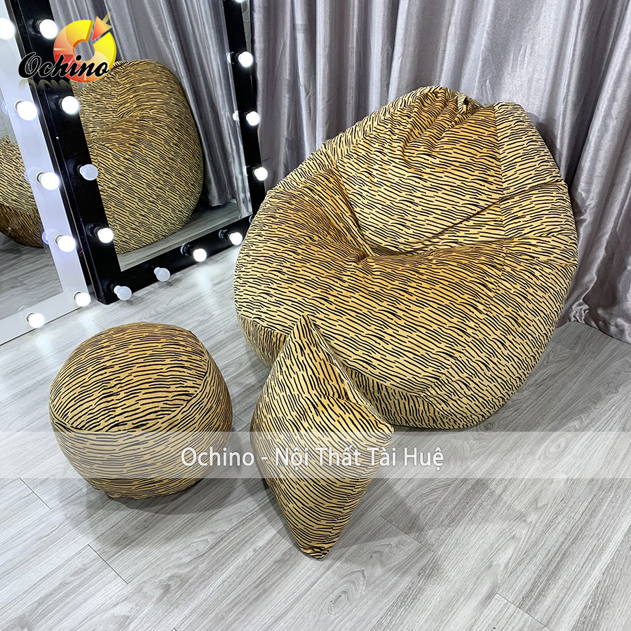 Ghế lười, ghế hạt xốp thư giãn phong cách bắc âu gồm 3 món đã kèm hạt xốp