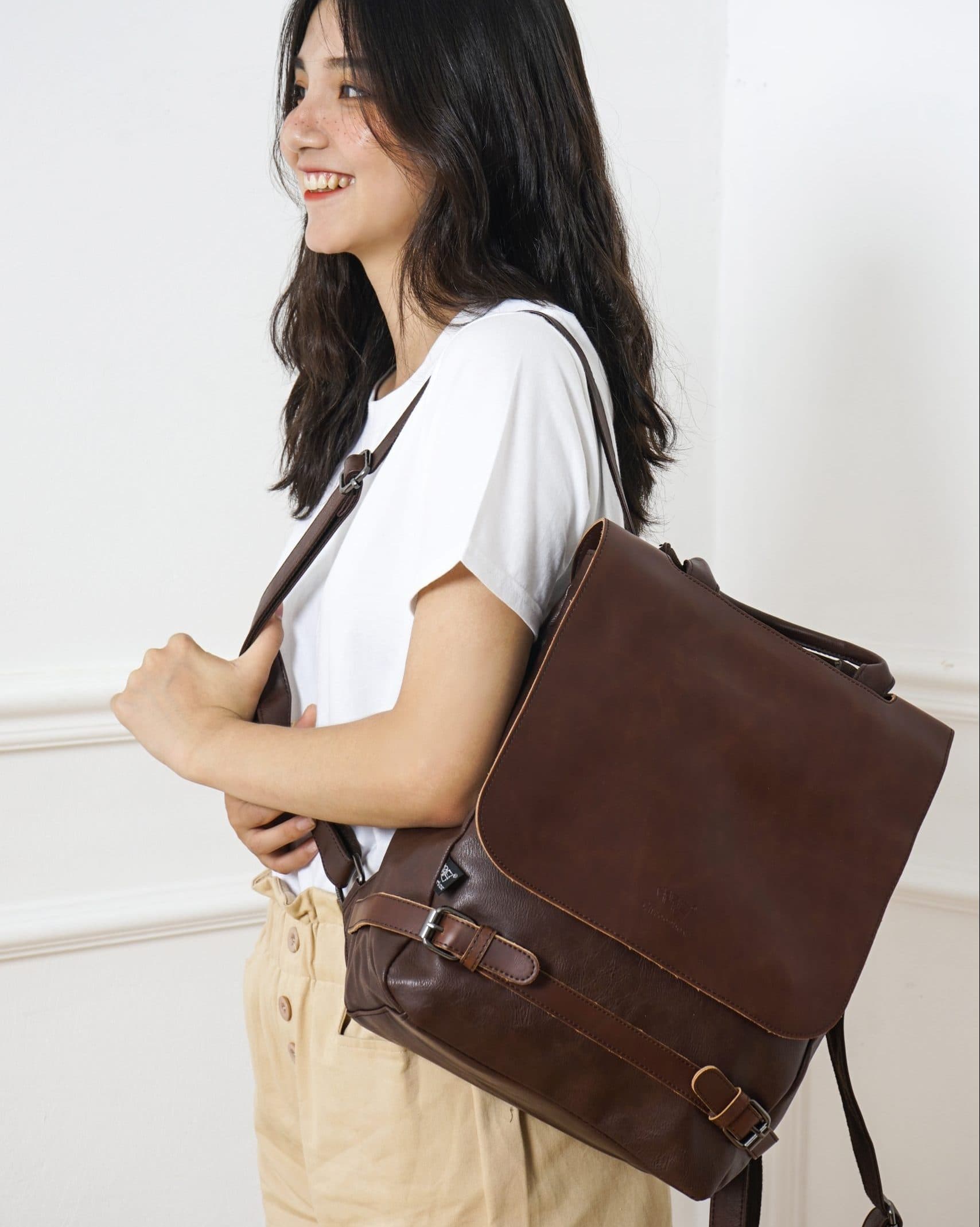 Balo da unisex có quai xách thương hiệu Three-Box - BL8009