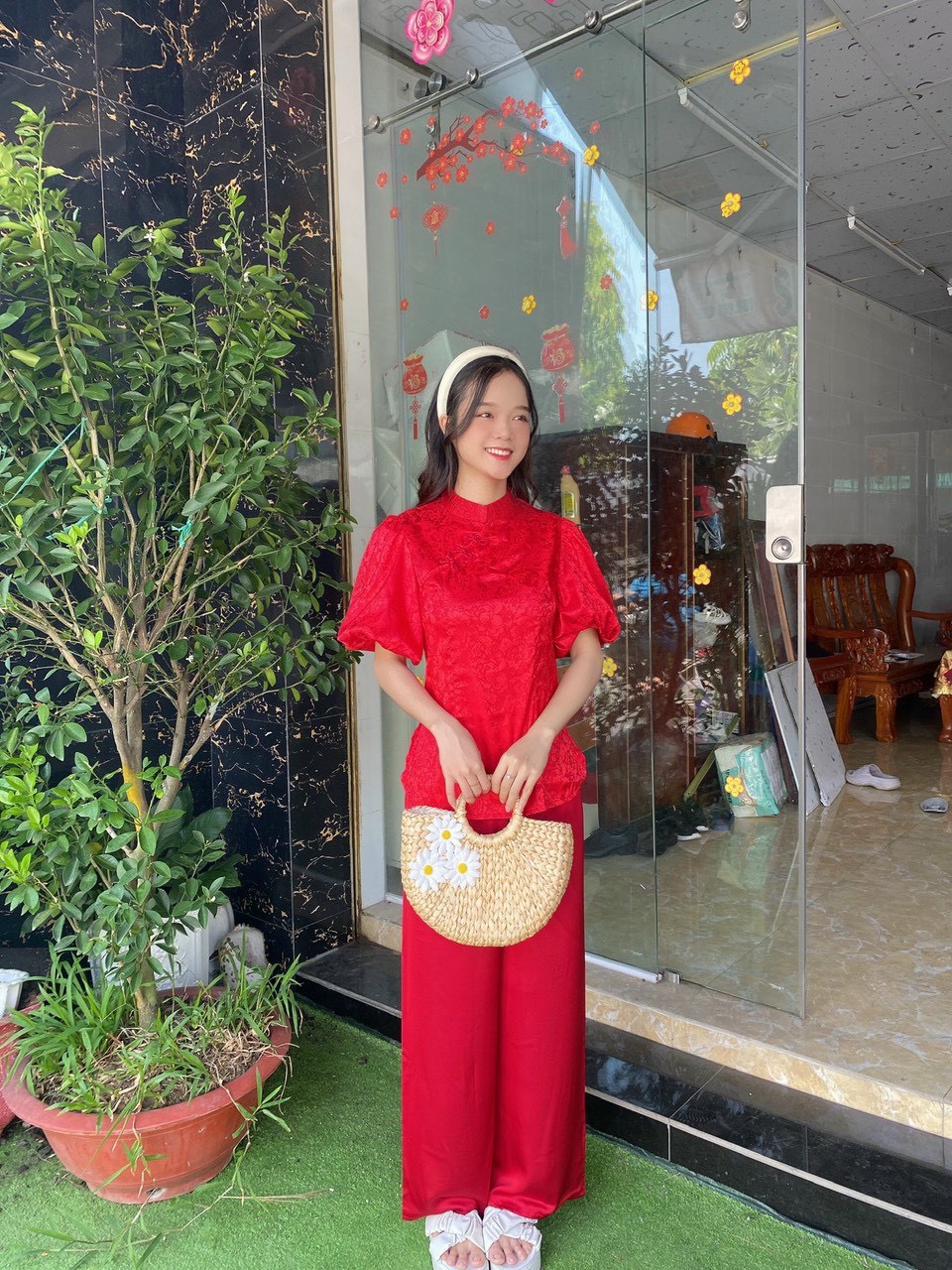 Đồ Lam Đi Chùa # Sẫm Gấm Cách Điệu# Quần Áo Nữ
