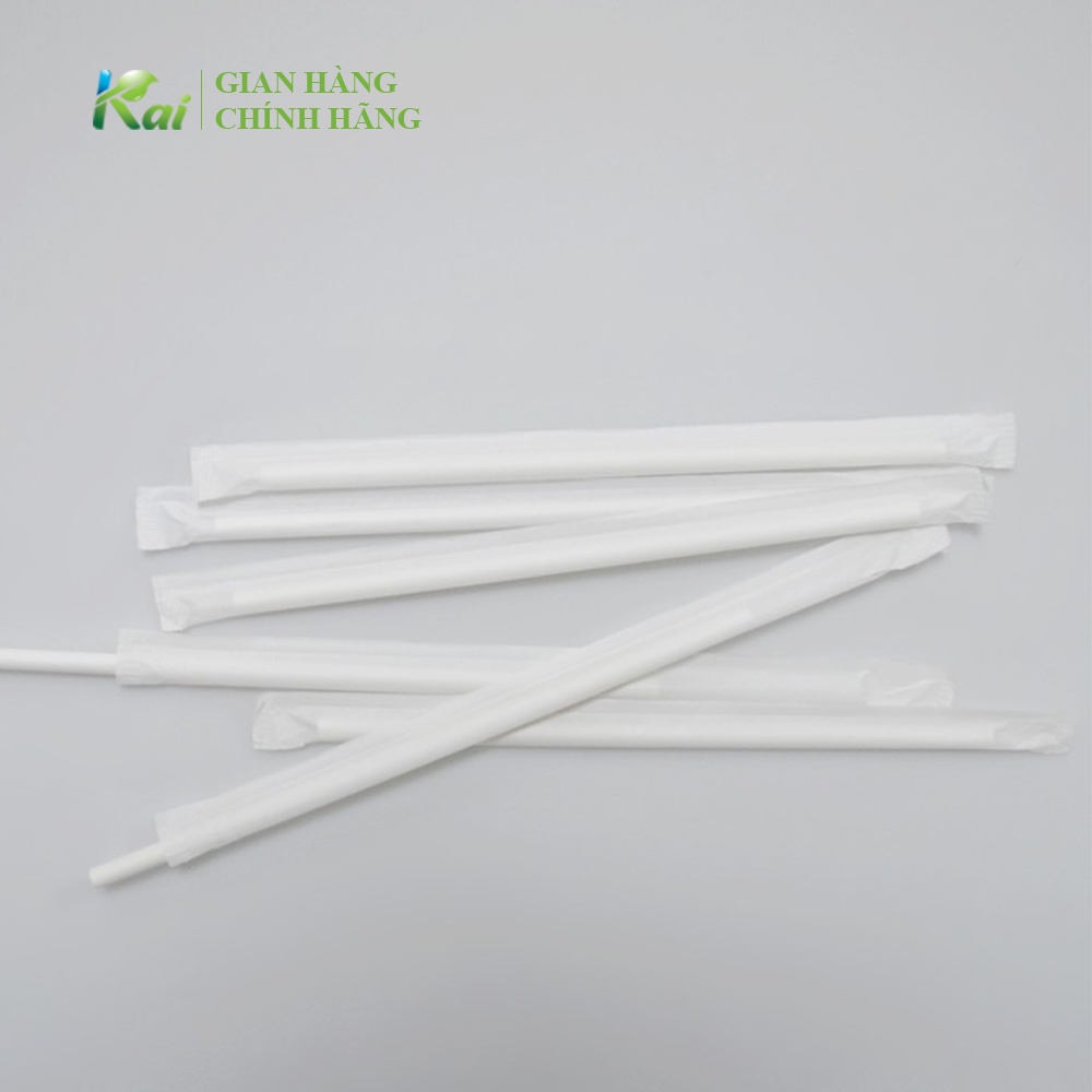 Ống Hút Giấy BỌC MÀNG từng cái, màu trắng, phi 6, phi 8 hoặc phi 12 (loại hút trân châu)