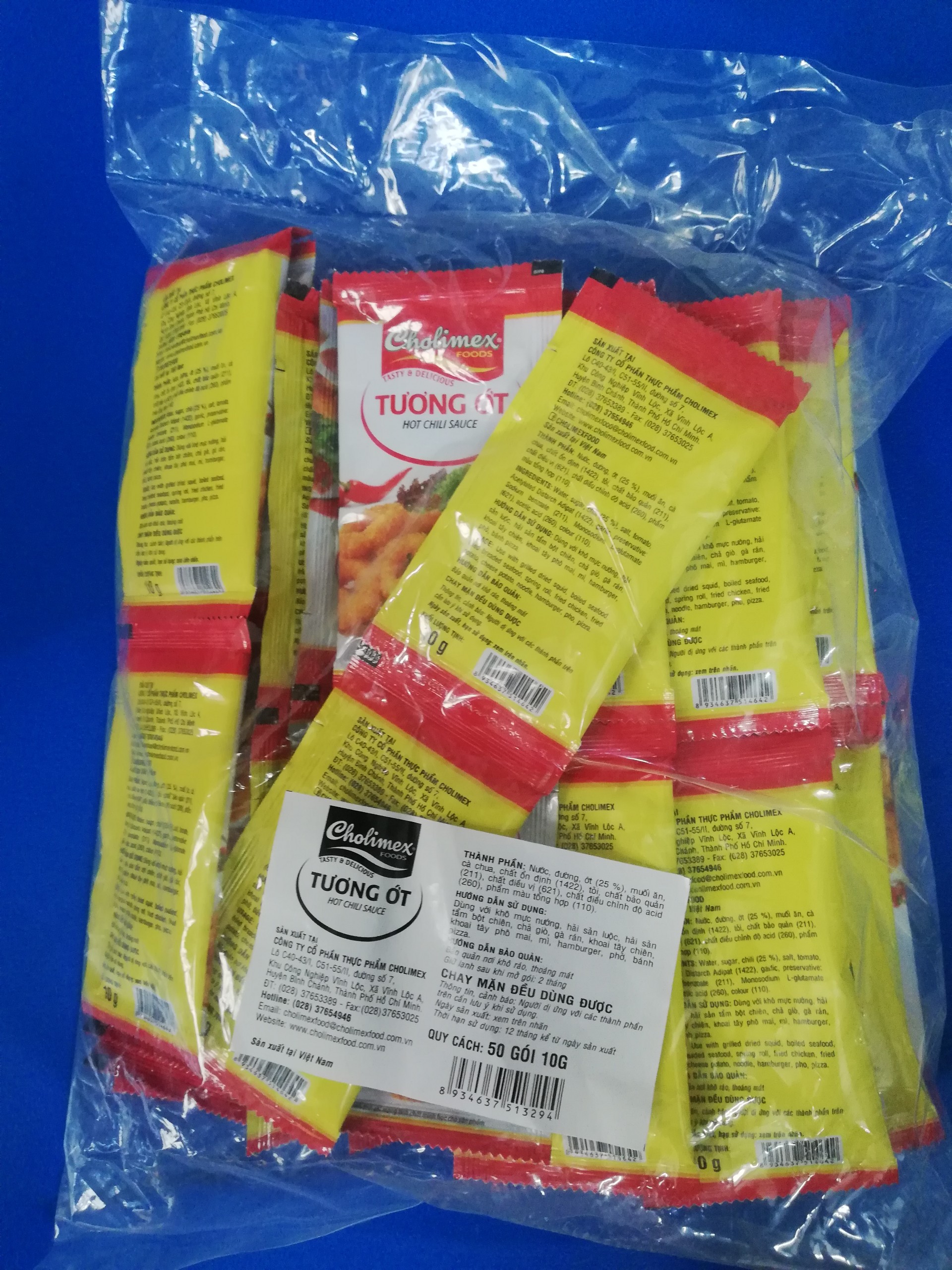[CHOLIMEX] [50 gói x 10g] TƯƠNG ỚT GÓI NHỎ [VN] Chilli Sauce (choli-hk)