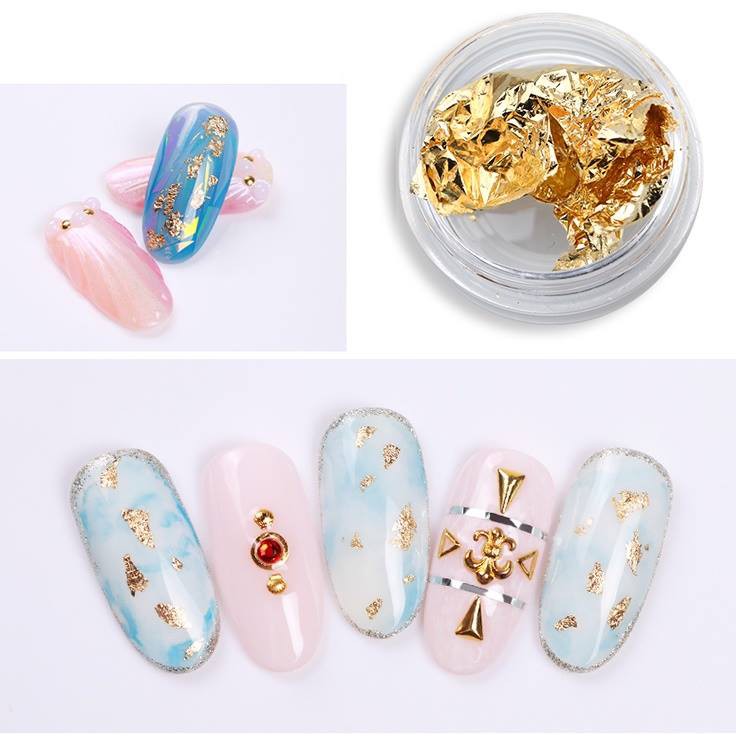 Set 12 Giấy Nhún Bạc Trang Trí Nail 4 Màu