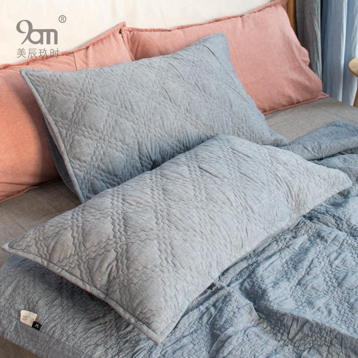 Thu Đông Giản Lược 15% Cây Đay Đồng Bằng Bông Quilt Chần Bông Đơn Vỏ Gối Người Lớn Một Cặp Dày Vỏ Gối