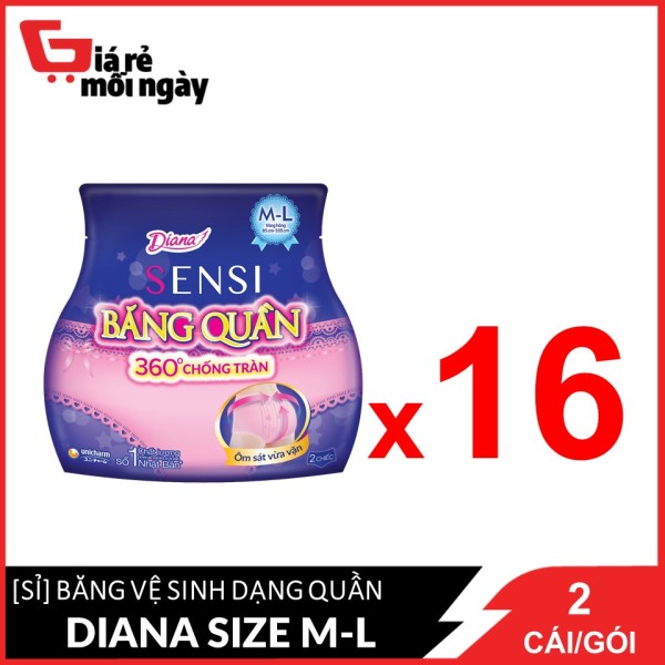[HCM][Giá sỉ] Nguyên thùng Băng vệ sinh Diana dạng quần  Size M-L 2 chiếc/góiX16 nhập khẩu