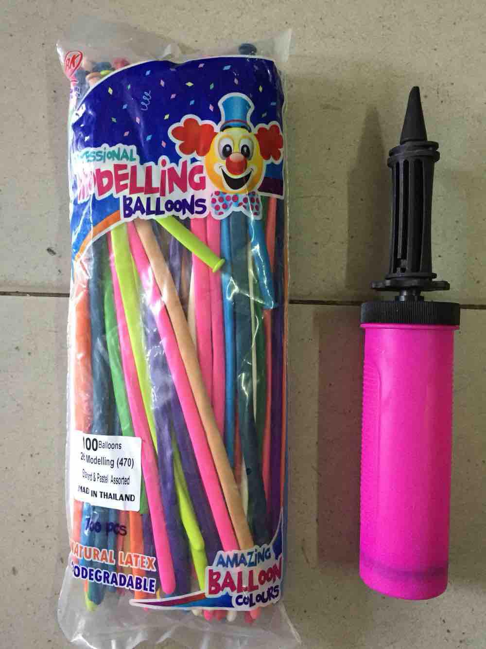 Bong bóng thái tròn 100 cái và ống hom