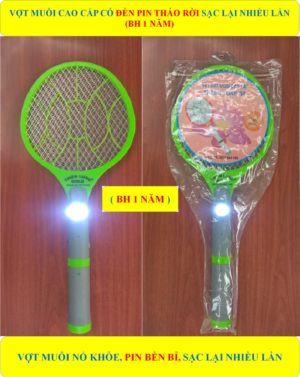 Vợt bắt muỗi cao cấp (BH 1 NĂM) có đèn pin tháo rời chiếu sáng đa năng sạc lại nhiều lần (bộ 1 sản phẩm)