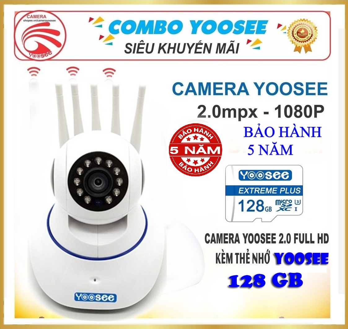 >> BÁO GIÁ CAMERA - CAMERA WIFI - CAMERA YOOSEE 5 RÂU KÈM THẺ NHỚ 128GB HIỂN THỊ 2.0 MPX CẢNH BÁO CHUYỂN ĐỘNG, CÓ TIẾNG V | Shopee Lazada Sendo Tiki mới nhất 32 (TẶNG THẺ NHỚ YOOSEE 128GB XỊN, BẢO HÀNH 5 NĂM)Camera ip wifi Yoosee 5 râu xoay 360 độ Camera Yoosee TRONG NHÀ-NGOÀI TRỜI SIÊU SẮC NÉT 2.0 Mpx Full HD 1920X1080p Cảnh báo quan sát ngày đêm ghi âm ghi hình đàm thoại