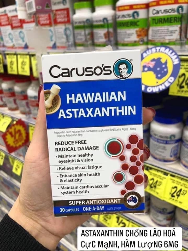Viên uống TẢO ĐỎ Carusos Natural Health Hawaiian Astaxanthin 30 Capsules