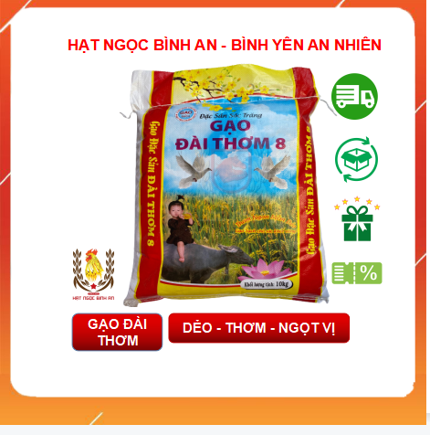 Gạo Đài Thơm Bao 10kg Dẻo Nhẹ Ngọt Cơm
