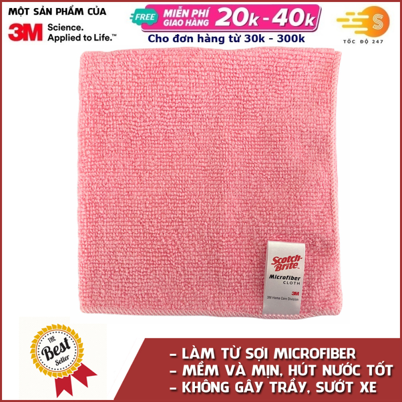 Khăn lau ô tô chuyên dụng chống trầy xước Microfiber 3M 30x30cm