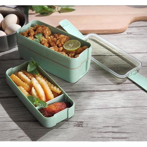 Hộp Cơm Lúa Mạch 3 Tầng Cao Cấp Kèm Dĩa Thìa