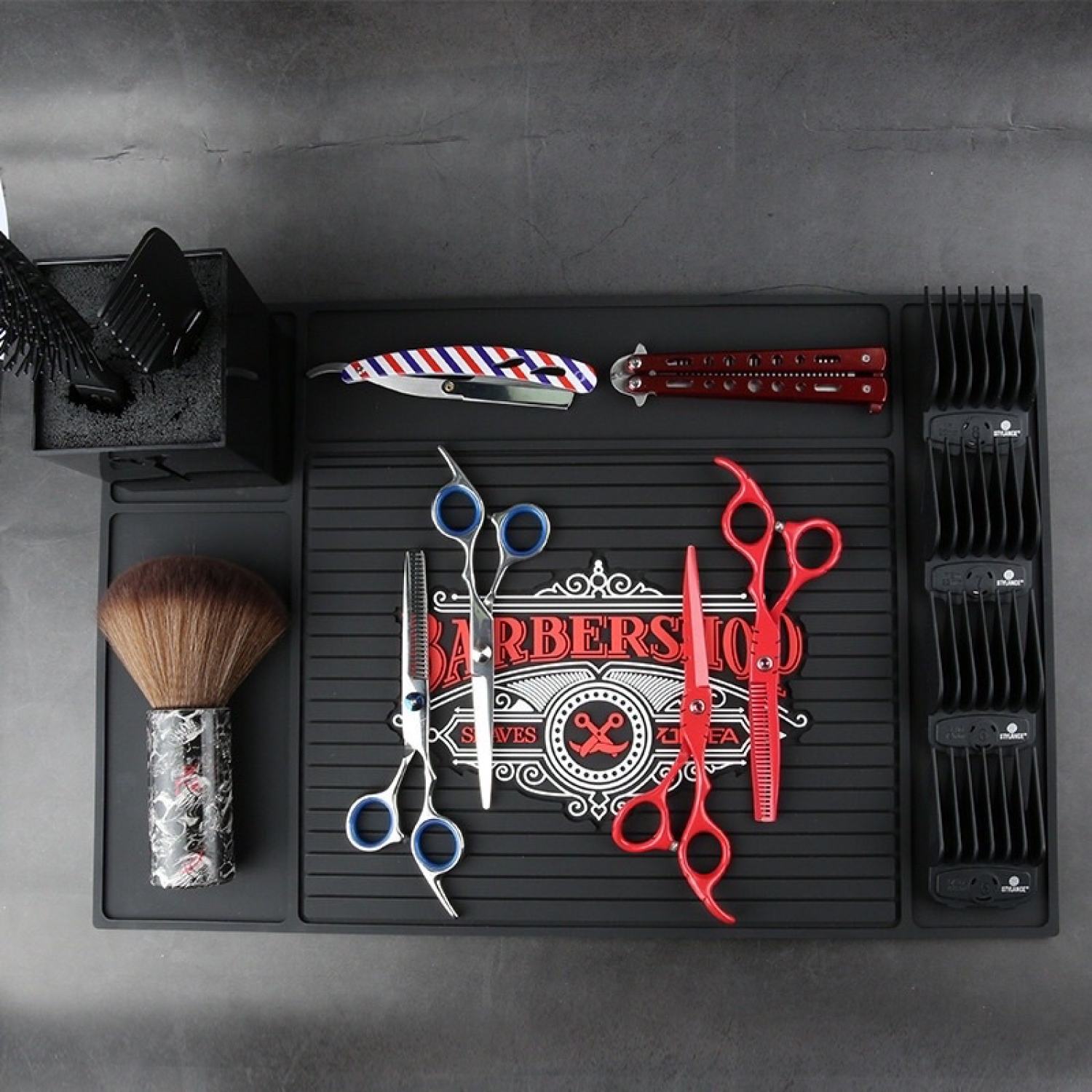 Thảm cao su lót tông đơ , kéo cắt tóc , đồ nghề làm tóc Barber Chuyên Nghiệp