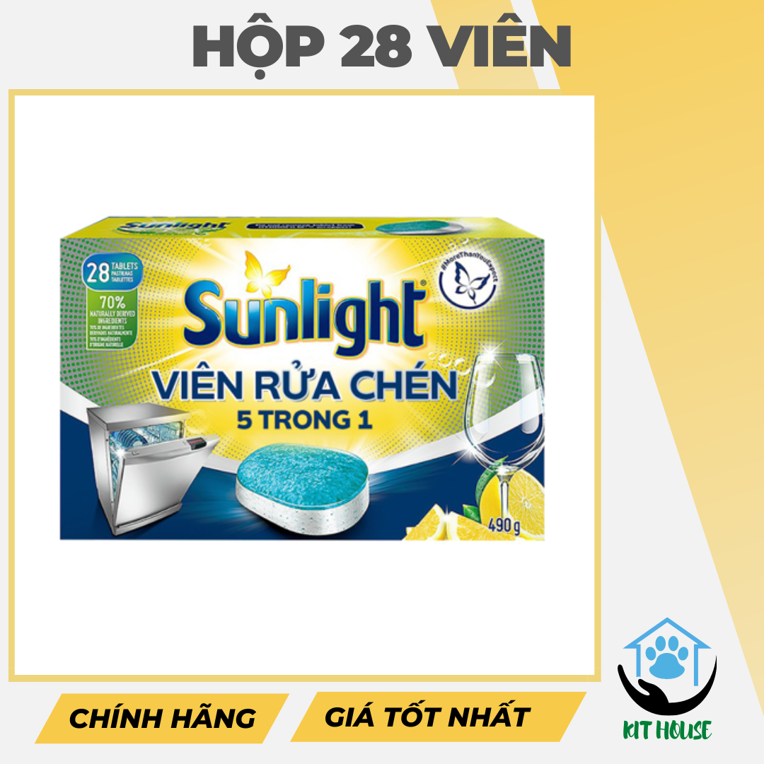 Hộp 28 Viên Rửa Chén Bát Sunlight Cho Máy Rửa Chén Bát 490g