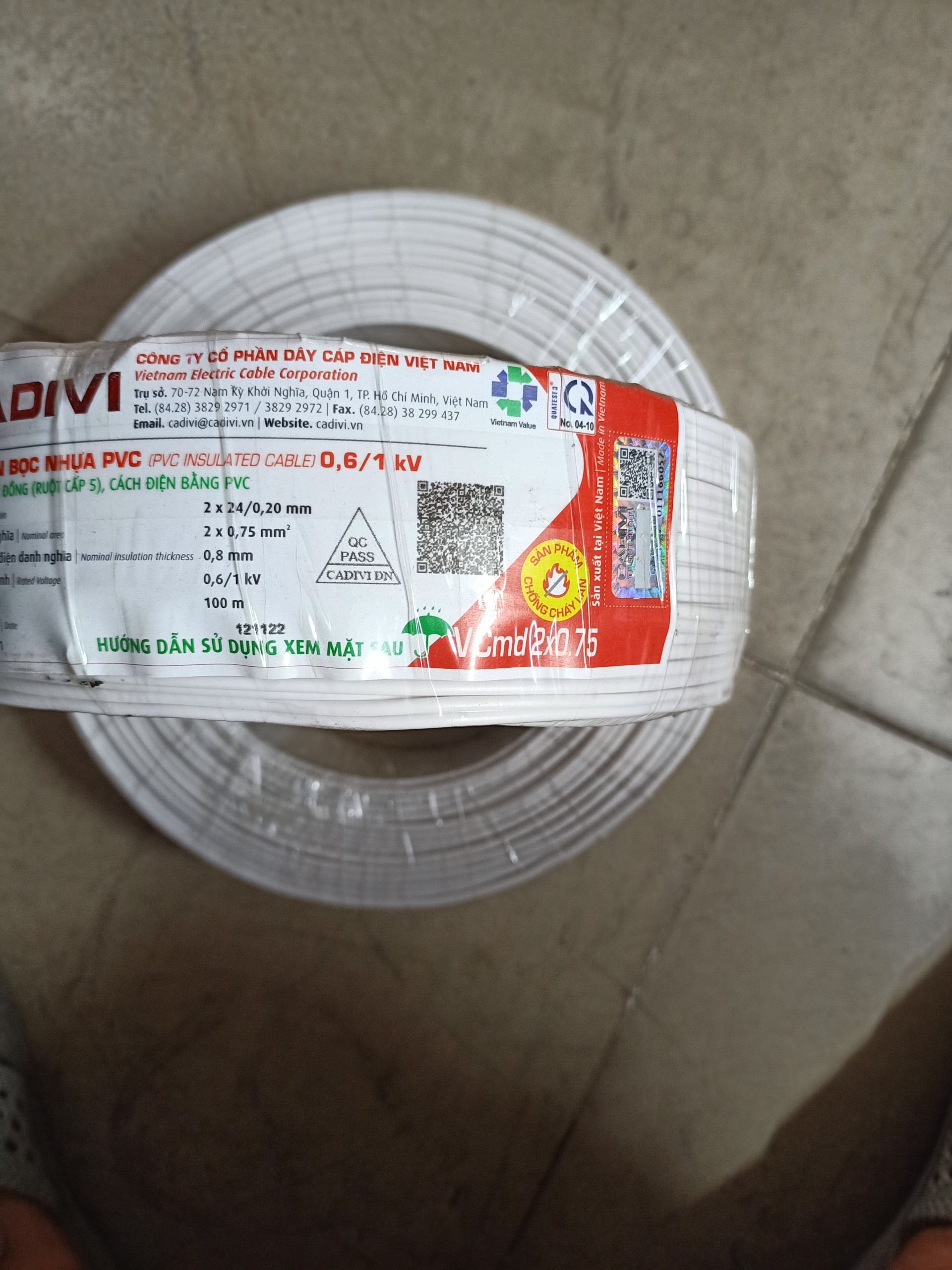 DÂY ĐIỆN ĐÔI CADIVI 2 x 24