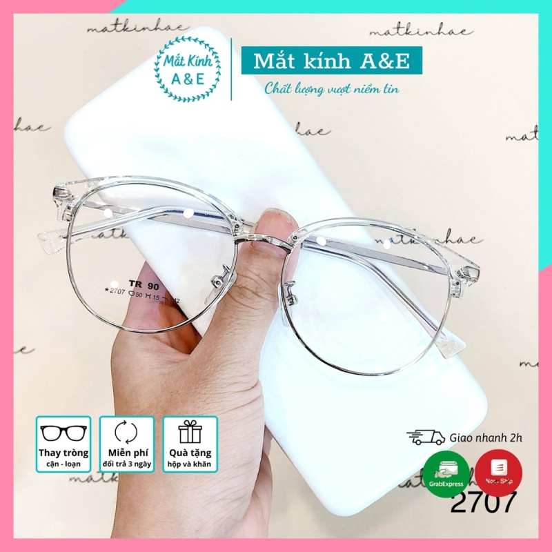 Giá bán Mắt kính cận nữ A&Eeyewear gọng kính tròn chất liệu kim loại nhựa chắc chắn phụ kiện thời trang 2707