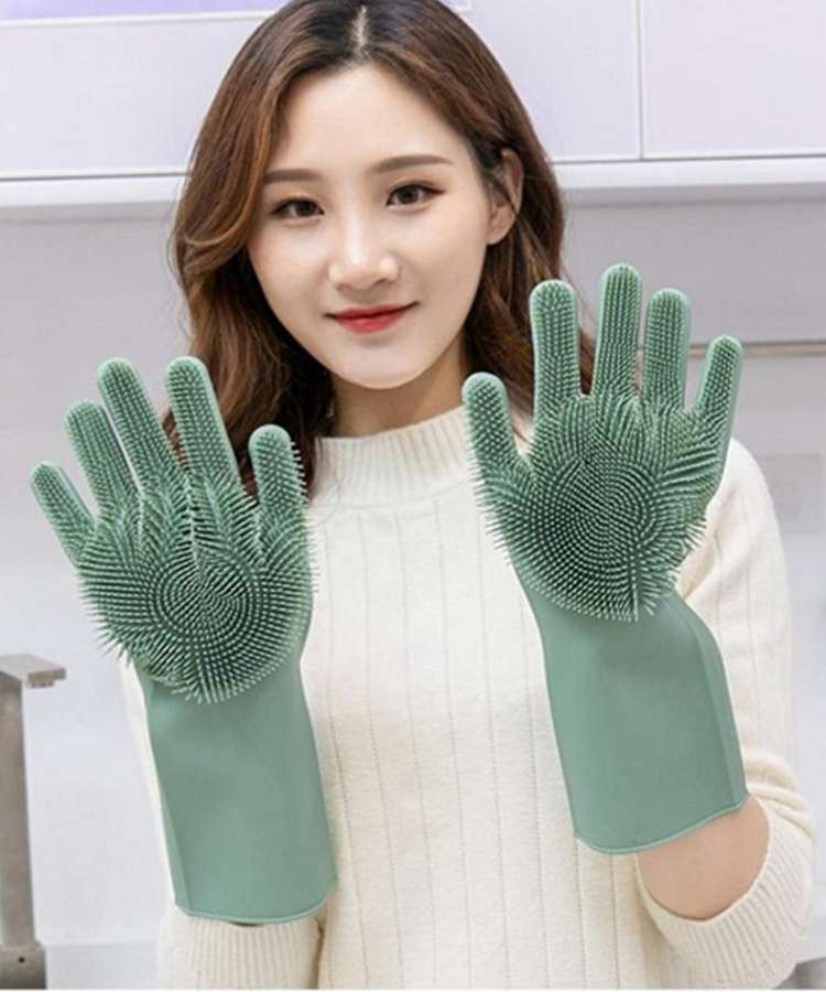 1 ĐÔI GĂNG TAY SILICON RỬA CHÉN THẦN THÁNH - GĂNG TAY CHỐNG TRƠN TRƯỢT - GĂNG TAY TẠO BỌT BIỂN TẮM THÚ, TRỒNG CÂY, DỌN DẸP SÂN VƯỜN, NHÀ CỬA