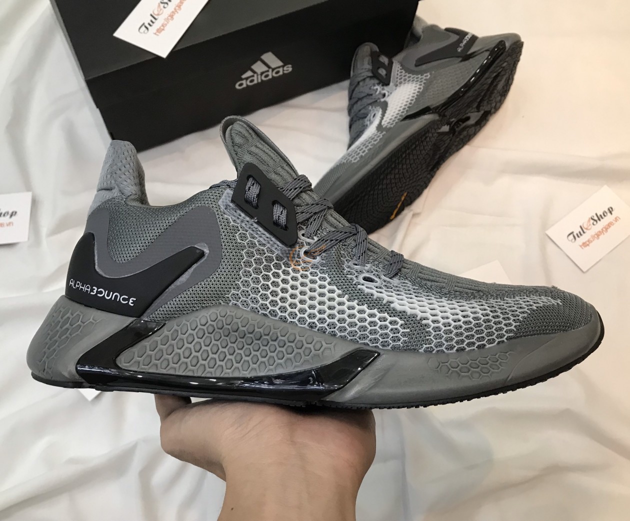 Giày Thể Thao ALPHA GREY SILVER Nam , Nữ Cao Cấp (Full Box)