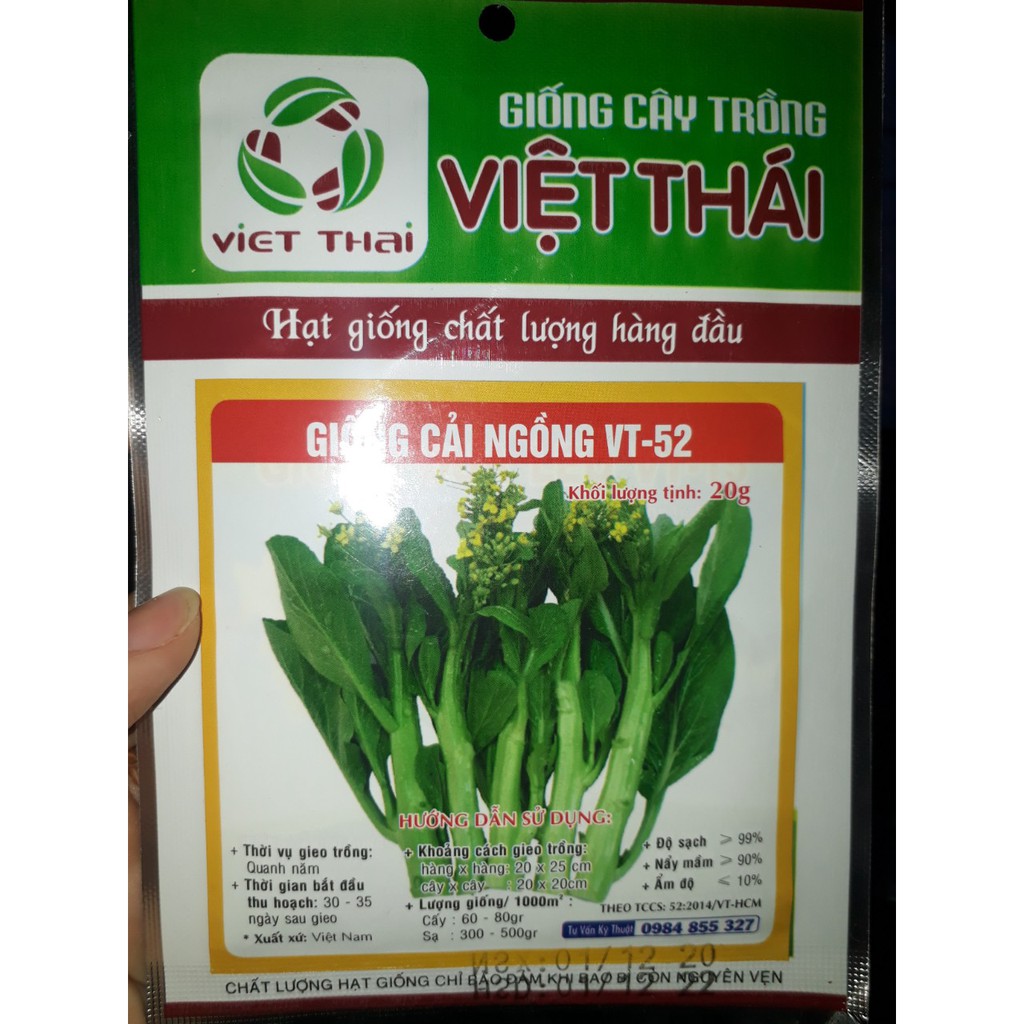 [Seeds] Hạt giống cải ngồng, đóng gói 20gr