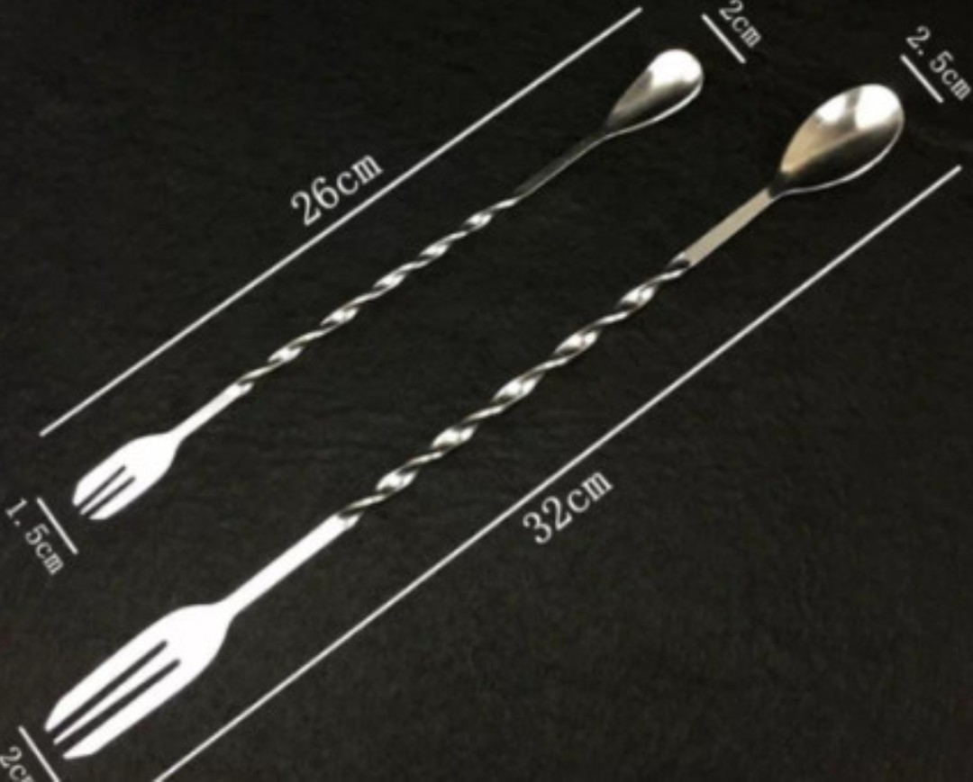 Thìa barpoons 2 đầu inox - muỗng khuấy 2 đầu 26CM