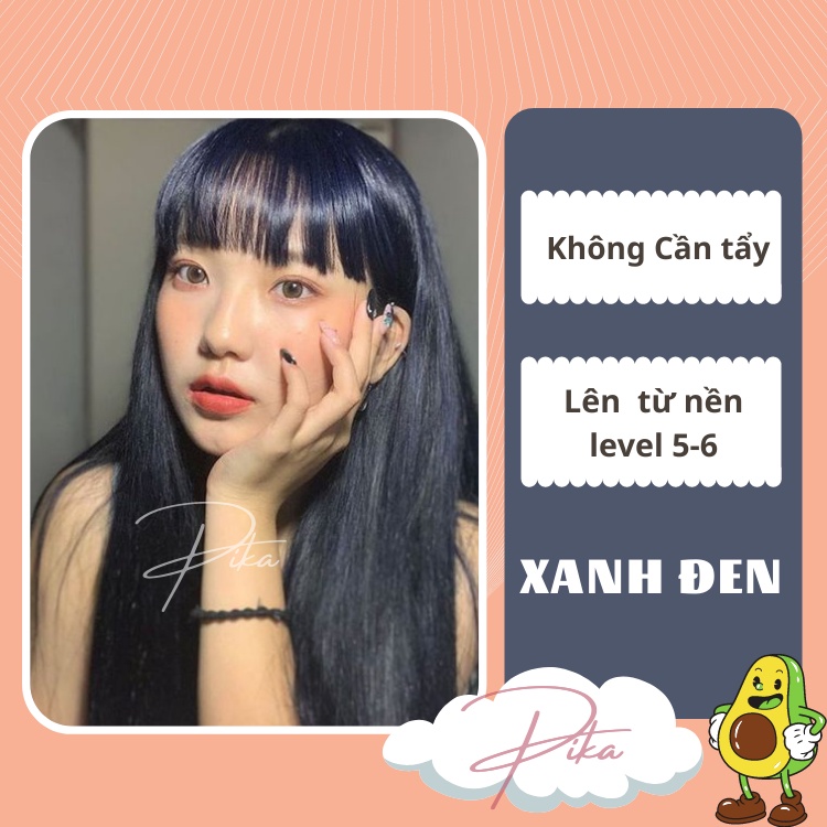 Thuốc nhuộm tóc màu xanh đen, xanh than, xanh dương đen không tẩy | pika