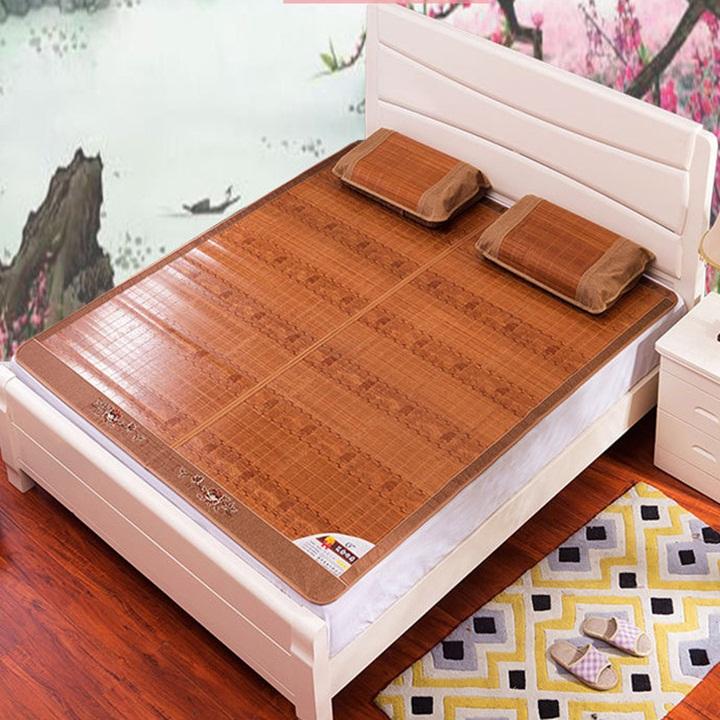 Chiếu trúc vân gỗ lót lụa cao cấp 180cm x 200cm