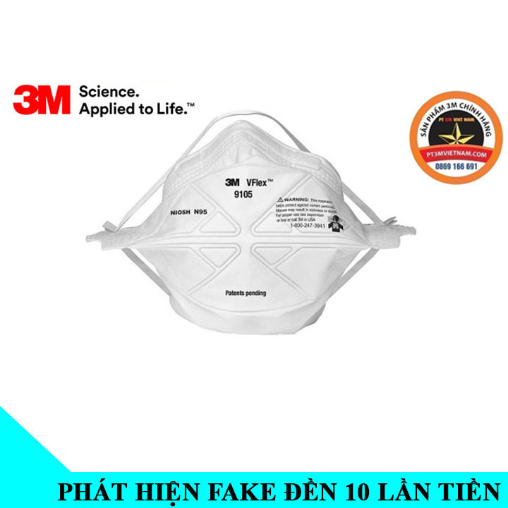 Khẩu trang N95 3M 9105 kháng khuẩn, lọc sạch bụi min, lọc trên 95%