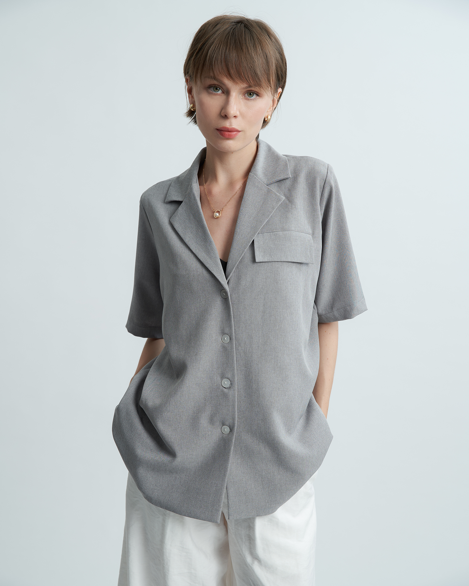 Áo Blazer nữ tay ngắn KHÂU BY CQ Elanie