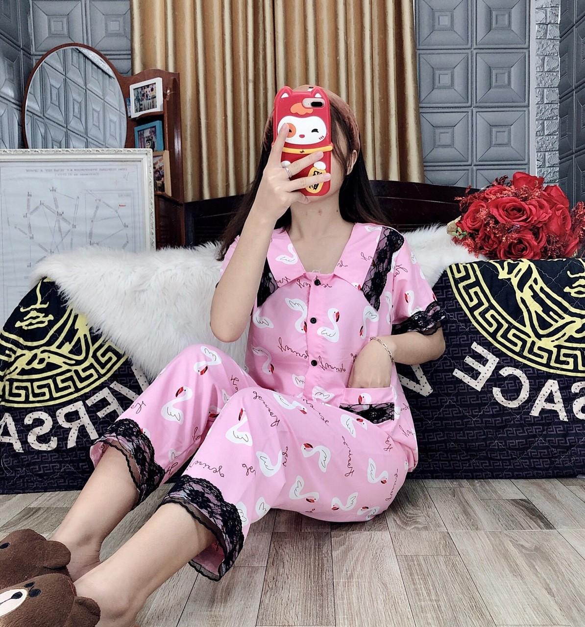[HCM]Bộ  Pijama mặt ở nhà hình hoa -MTB