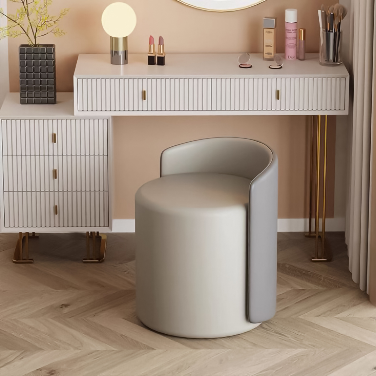 Ghế đôn tròn trang điểm đế cố định