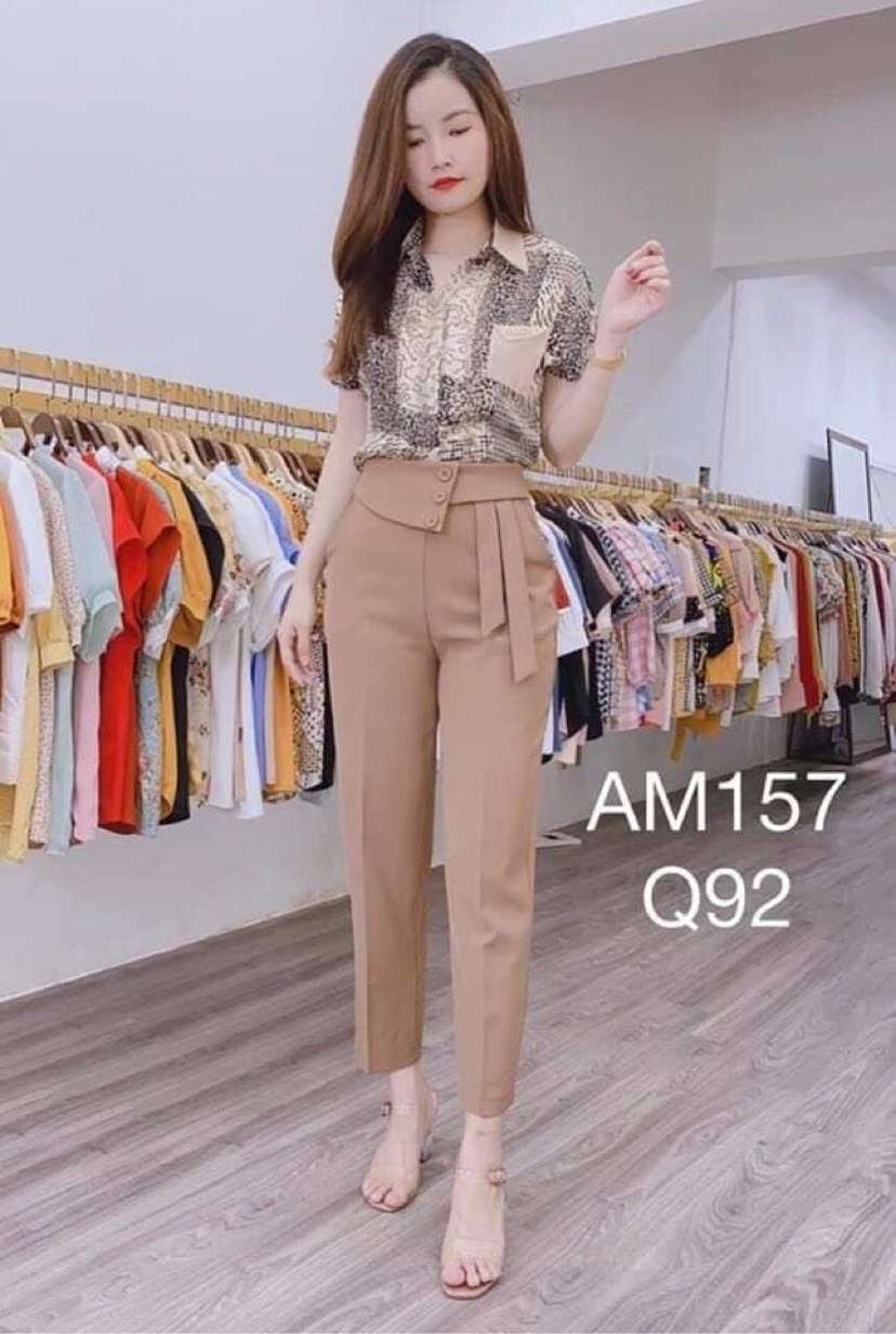 Quần baggy nữ, quần tây nữ cạp cao ba cúc, quần công sở nữ kèm tua vải siêu hót, mẫu mới lạ, thiết kế bắt mắt trẻ trung năng động