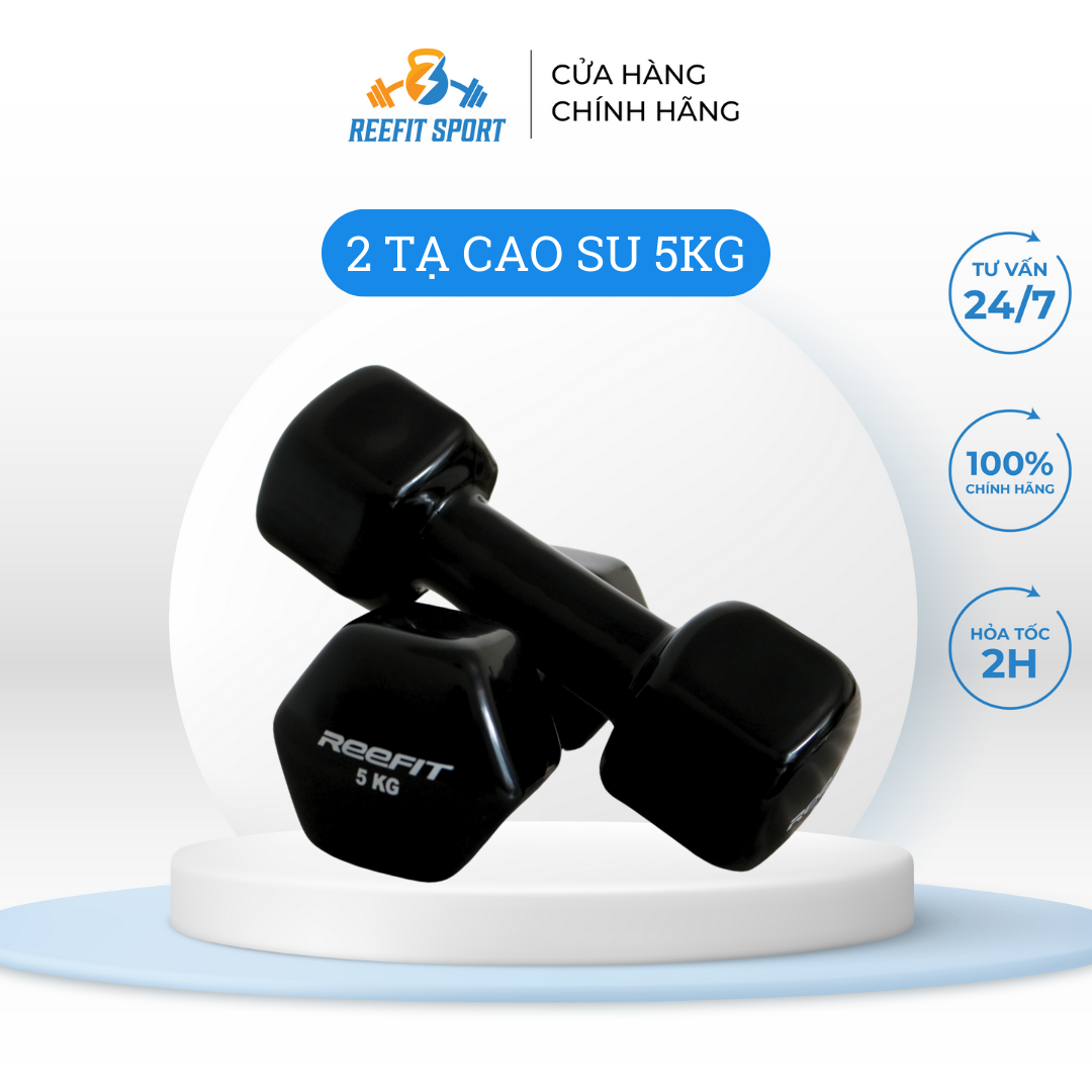 Bộ 2 tạ tay cao su 5kg Reefit