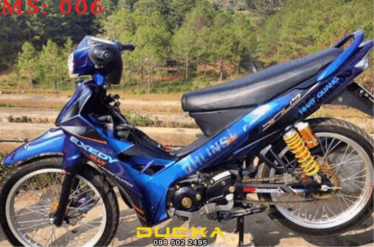 Tem trùm sirius xanh dương exedy độ đẹp - Tem xe máy sirius xanh dương thiết kế theo yêu cầu - tem trùm xe sirius đẹp, rẻ chất