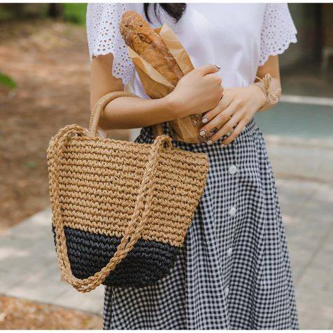 Túi Cói Nơ Sợi Đan Cao Cấp Túi Xách Nữ