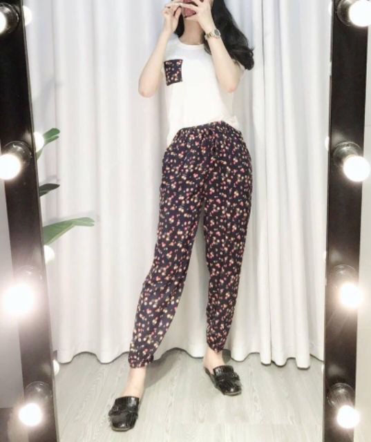 [Hoàn tiền  6%] Bộ mặc nhà áo pull quần lanh TTG113