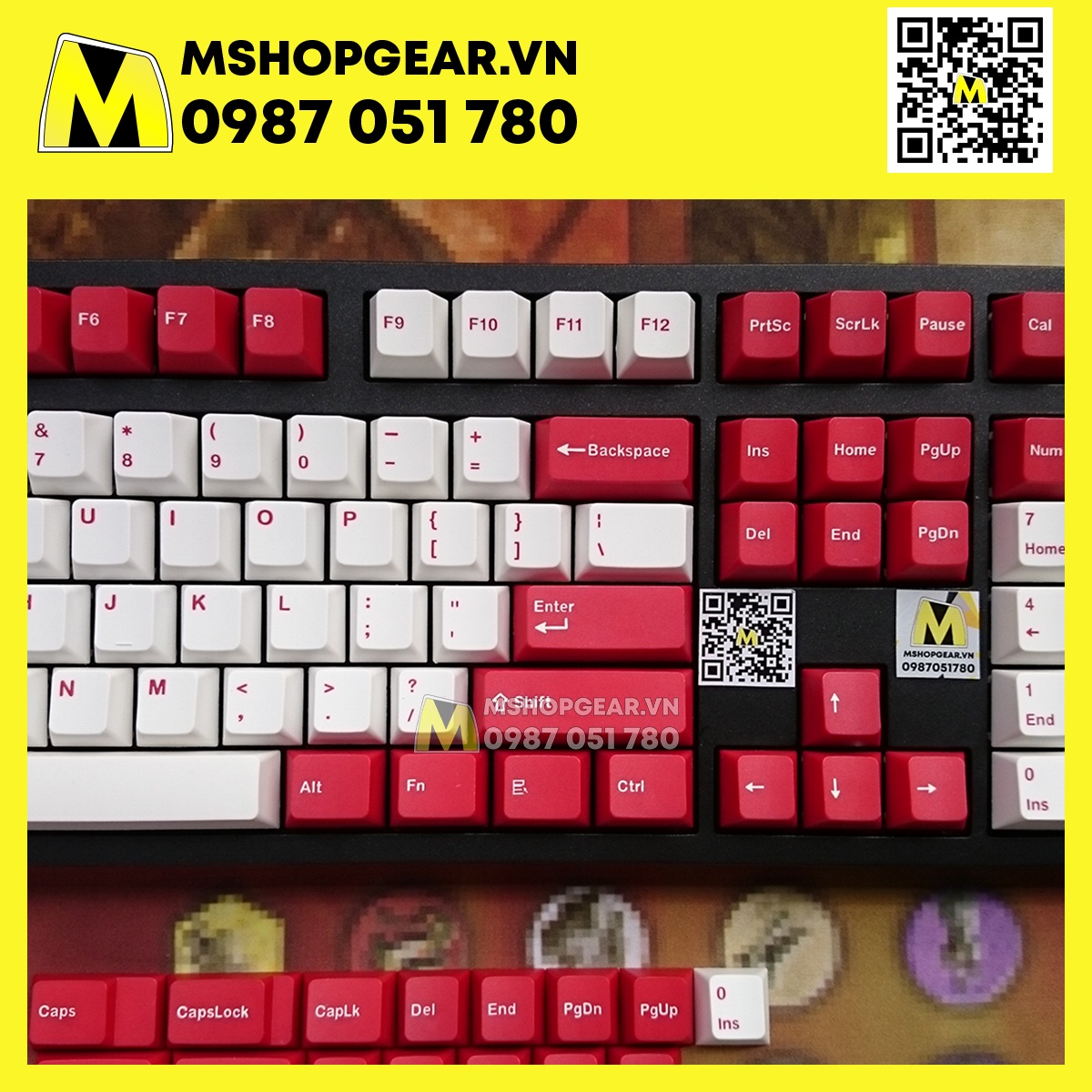Keycap Red white  thick pbt Oem profile Doubleshot 123 keys