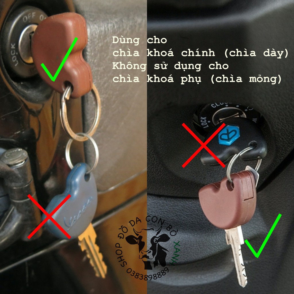 Bao Da Chìa Khóa Vespa, Piaggio Handmade Da (Chìa Khoá Dày)
