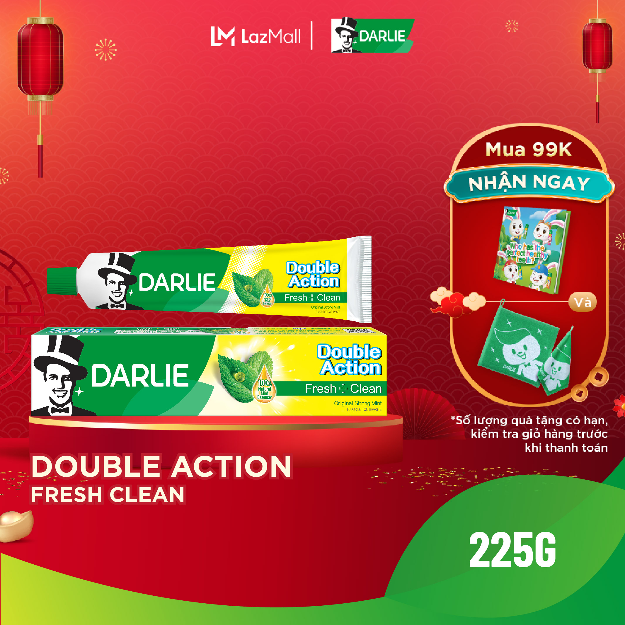 Kem Đánh Răng Darlie Double Action Fresh Clean 225g