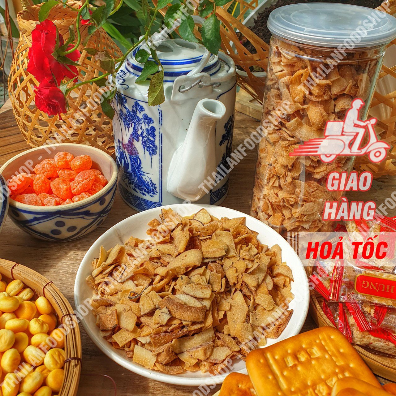 Cơm Dừa Sấy Giòn Lon 400Gr & Túi 1KG
