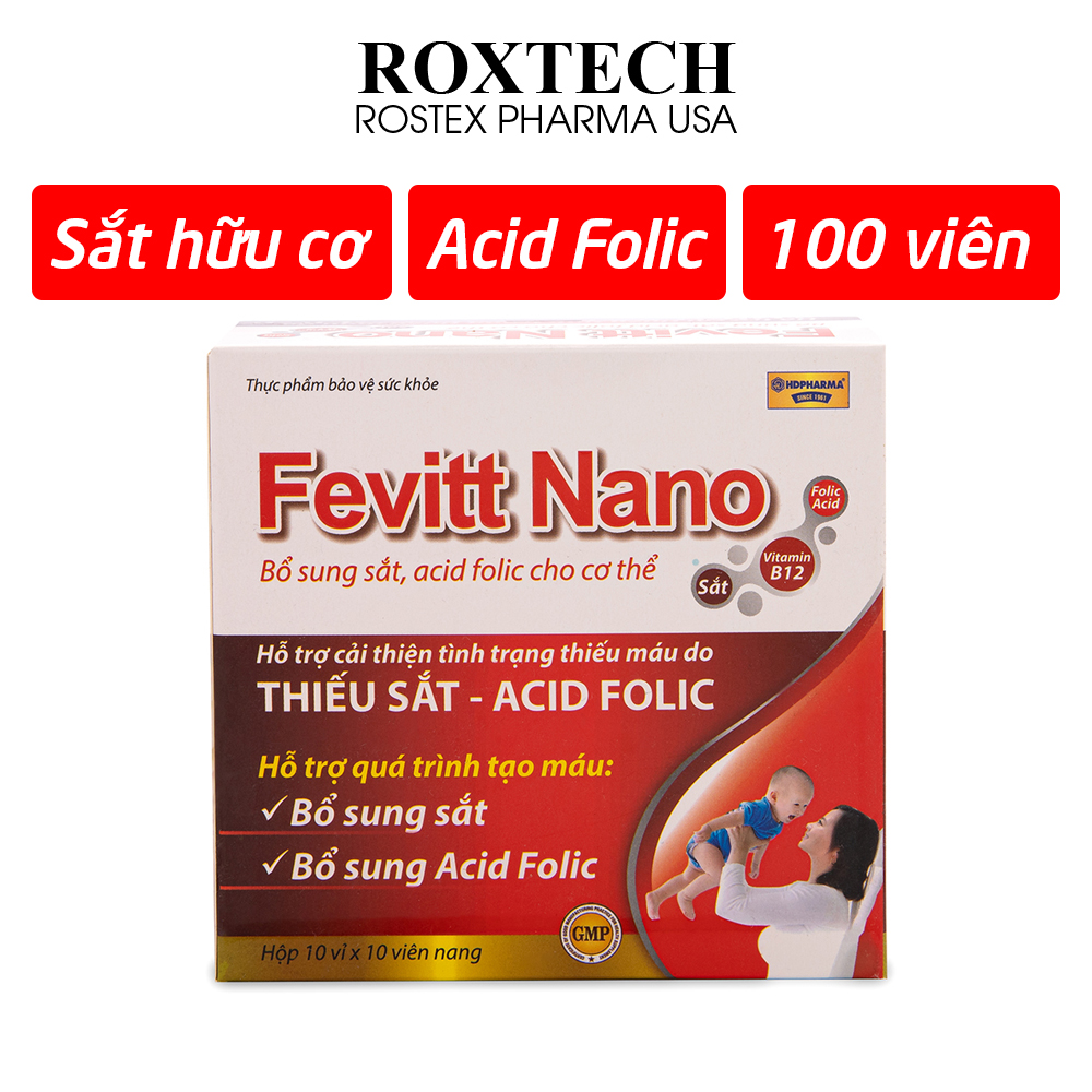 Viên uống bổ máu Fevitt Nano bổ sung Sắt hữu cơ, Acid Folic