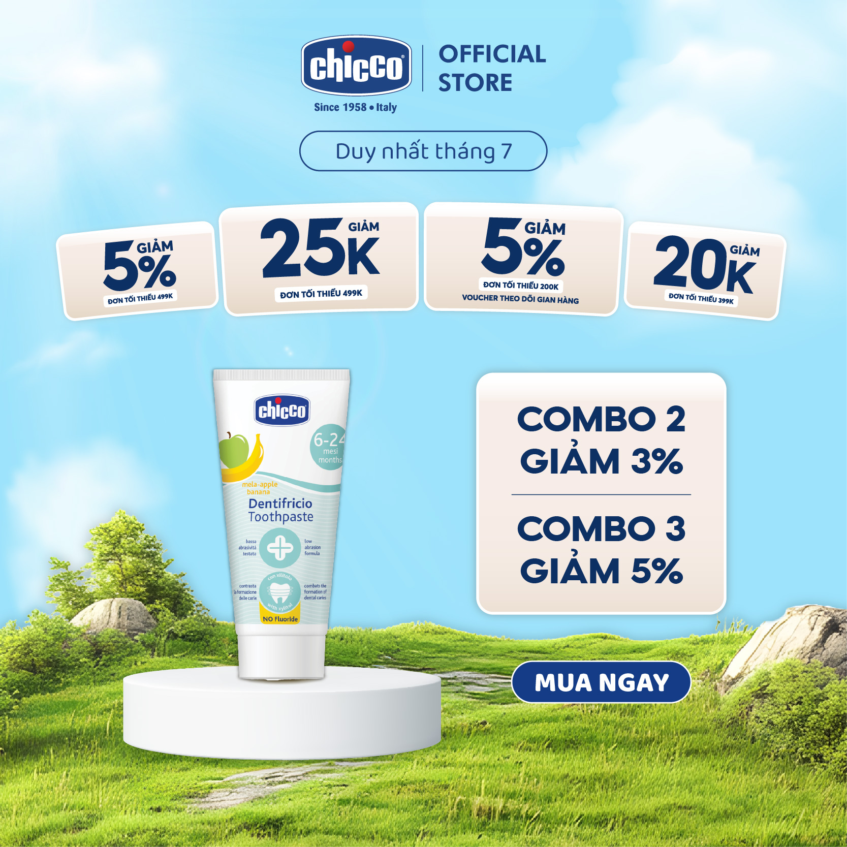 Kem đánh răng hương Chuối - Táo Chicco 6M+