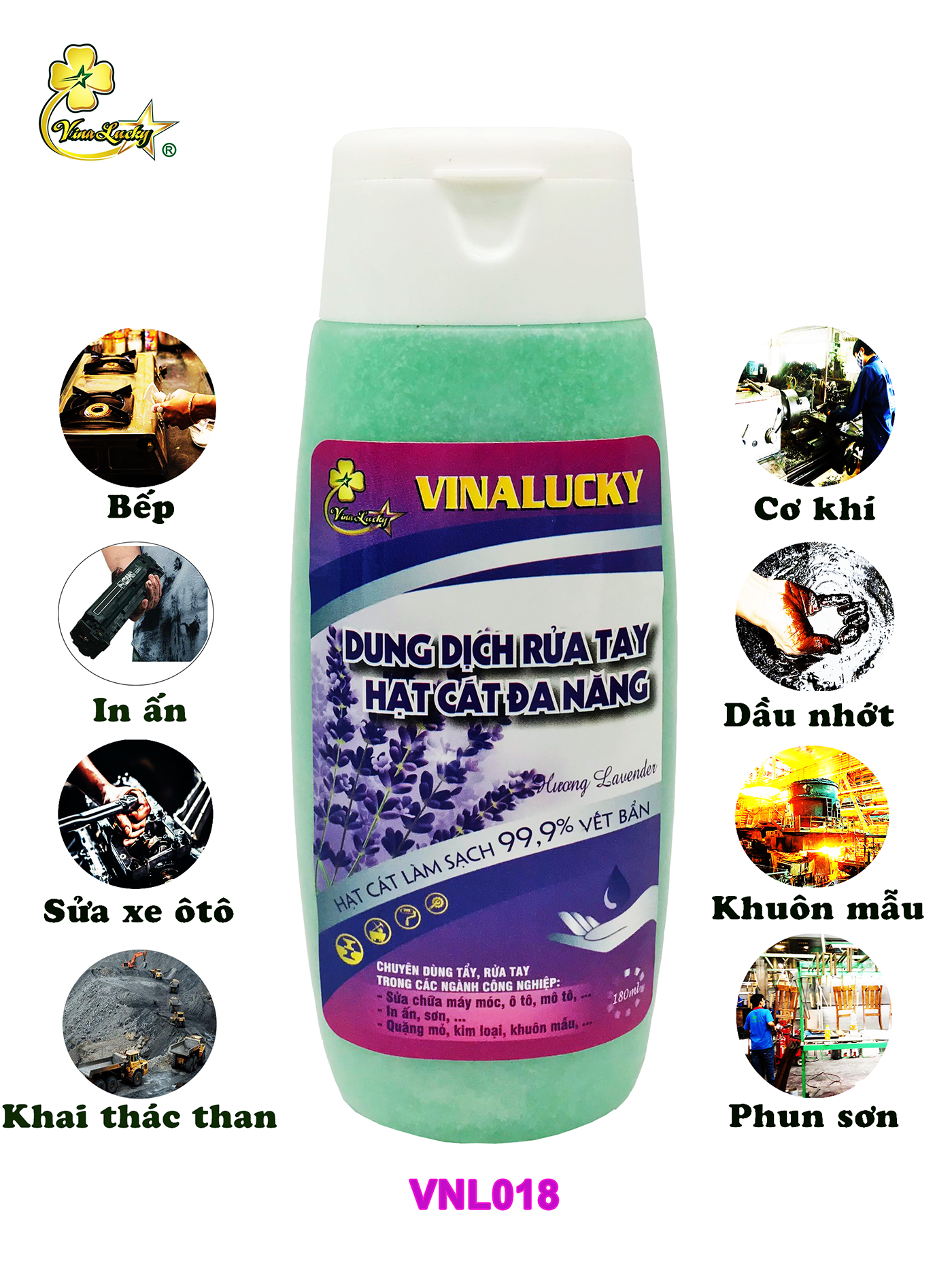 Dung dịch rửa tay hạt cát đa năng VinaLucky 180ml