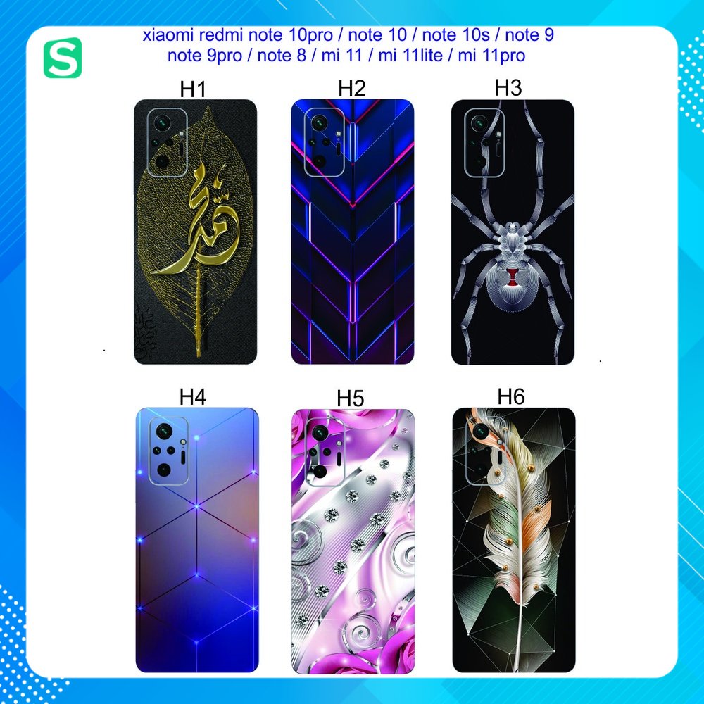 Miếng Dán Skin mặt lưng full viền Redmi note 10 pro / note 10 / note 10s / note 9 / note 9pro / note 8 / mi 11 / mi 11li